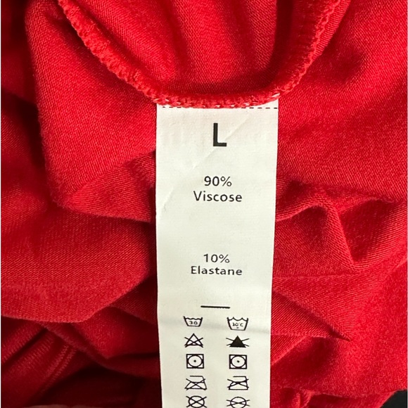 Halara Red Asymmetrical Mini Dress Side Ruching & Slit Open Tie Back Sof… - Picture 12 of 12